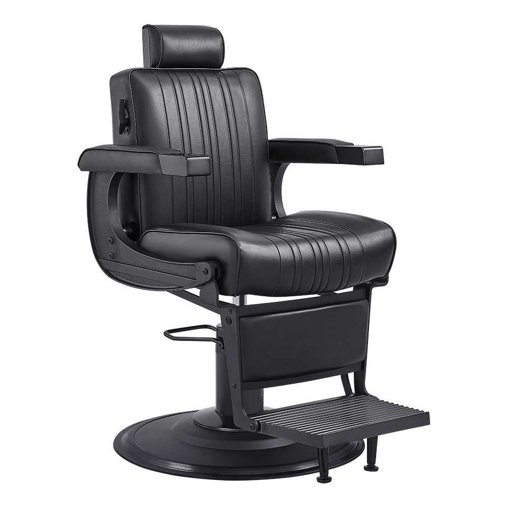 BELGRANO Professional Barber Chair Antique Black Metal Accents