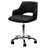 Gem rolling nail technician stool with diamond stitching in black