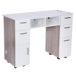 Mayakoba Manicure Table, SENECA, Single Light wood tech view Mayakoba Manicure Table, SENECA, Single Light wood tech view