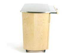 Touch America Rolling Spa Cabinet, TIMBALE, Stainless Steel Top side view