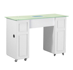 Deco Salon Manicure Table CANTERBURY (V) Single, Vented, GlassTop white Deco Salon Manicure Table CANTERBURY (V) Single, Vented, GlassTop white