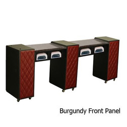 Deco Salon Manicure Table LE BEAU (CUV) Double, Granite Top, burgundy