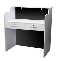 Deco Salon Crystalli Reception Desk 36IN, Back, Black on White, Low Desk Deco Salon Crystalli Reception Desk 36IN, Back, Black on White, Low Desk