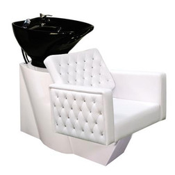 Deco Salon Furniture Shampoo Chair Station CRYSTALLI white with black sink