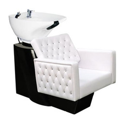 Deco Salon Furniture Shampoo Chair Station CRYSTALLI black base, white sink, white chair