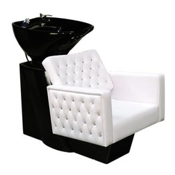 Deco Salon Furniture Shampoo Chair Station CRYSTALLI black base, black sink, white chair