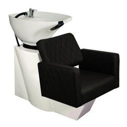 Deco Salon Furniture Shampoo Chair Station LE BEAU white base, white sink, black chair