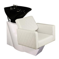 Deco Salon Furniture Shampoo Chair Station LE BEAU white base, black sink, White chair