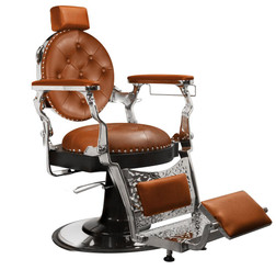 Deco Salon Furniture Barber Chair RUTHERFORD, Brown with Chrome