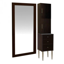 VINCINI Styling Station Tower with upper shelves and mirror in black VINCINI Styling Station Tower with upper shelves and mirror in black