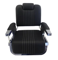 Deco Salon Furniture Barber Chair ROOSEVELT, Recessed Headrest Black Front