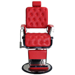 Deco Salon Furniture Barber Chair, TUFTED, Red Front