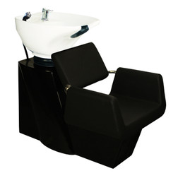 Deco Salon Furniture Shampoo Chair Station BEATRICE black base and chair with white sink Deco Salon Furniture Shampoo Chair Station BEATRICE black base and chair with white sink