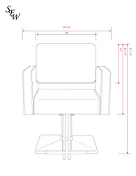 Deco Hair Salon Furniture Styling Chair, FAB XL dimensions