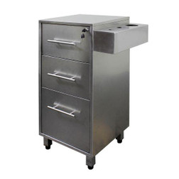 VENTURA Stainless Steel Salon Station Side Cabinet with hot tool holder