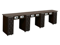 Deco Salon Manicure Table CRYSTALLI DB Double, UV Cubby, Chocolate