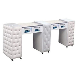 Deco Salon Manicure Table CRYSTALLI AUSSI C Double, UV Cubby, White