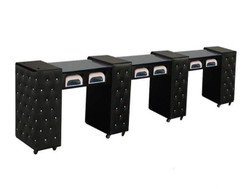 Deco Salon Manicure Table CRYSTALLI AUSSI D Triple, UV Cubby, Black