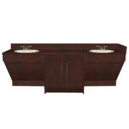 ANS Nail Salon Furniture ADA Sink Counter + Oval Sinks, Double, Mahogany 