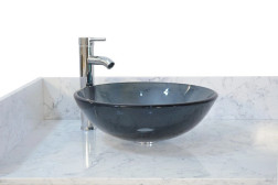 ANS Manicure Sink, Marble Top, Regis, Double, 72", Raised Dark-Glass Sink Bowl 