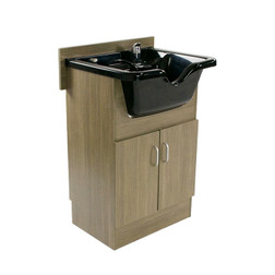Berkeley SANDEN Shampoo Cabinet + Camden Bowl light wood with black sink Berkeley SANDEN Shampoo Cabinet + Camden Bowl light wood with black sink