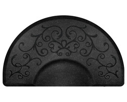 BELLA Hair Salon Anti-Fatigue Floor Mat, 3' x 5' x 3/4" Round with Chair Depression, Granite Steel