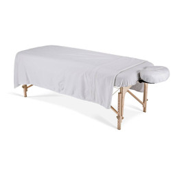Earthlite DURA-LUXE Flannel Sheet, Set, White on Table Earthlite DURA-LUXE Flannel Sheet, Set, White on Table