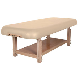 Earthlite Stationary Massage Table, Flat Top, Bottom Shelf, TERRA, Beige