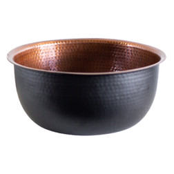 Portable Hammered Copper Pedicure Bowl with black Portable Hammered Copper Pedicure Bowl with black