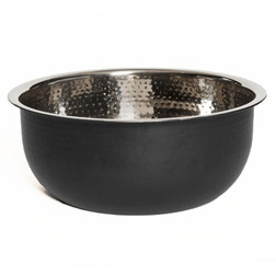 Portable Hammered Stainless Steel Pedicure Bowl with black