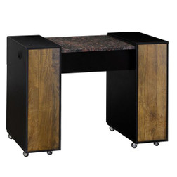 Deco Manicure Table, RECLAIMED, (A) Single, black with tan brown granite Deco Manicure Table, RECLAIMED, (A) Single, black with tan brown granite