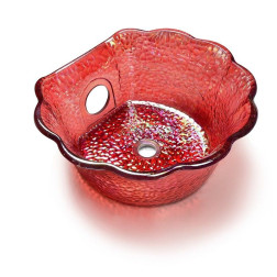  ANS Pedicure Spa Scallop Glass Sink Bowl, Ruby