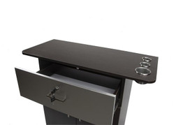 Berkeley Hair Salon Furniture Styling Station, CHLOE with drawer open