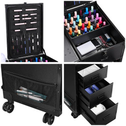 Byootique Portable Manicure Table Nail Desk Workstation, lots of storage - three pull-out drawers and top opening storage