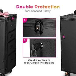 Byootique Portable Manicure Table Nail Desk Workstation, case and drawer locks