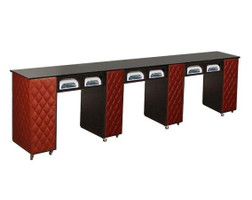 Deco Salon Manicure Table LE BEAU AUSSI (DBUV) Triple, Dark Cherry with Burgundy