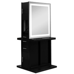 AURORA Double-Sided Hair Salon Station + LED Mirror black