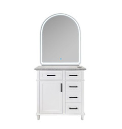 LED Mirror Vanity Salon Station, CHARLESTON, 36", White with Adara Mirror