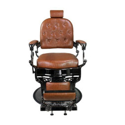 Deco Salon Furniture Barber Chair, REMINGTON, Vintage Brown, Front view