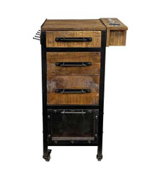 Rustic RENNES Styling Station Wheeled Side Cabinet Deco Salon Furniture Rustic RENNES Styling Station Wheeled Side Cabinet Deco Salon Furniture