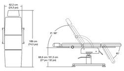 Silhouet-Tone Elite SILVER STAR Podiatry Bed, Hydraulic/Pneumatic, Dimensions