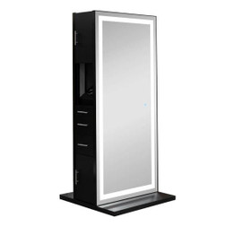 Deco Salon Furniture Styling Station, GLO, Double, Black with base