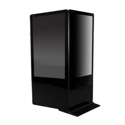 Trade Show Double-Sided Vertical Touch Screen Kiosk - screen show at 45 degree angles Trade Show Double-Sided Vertical Touch Screen Kiosk - screen show at 45 degree angles