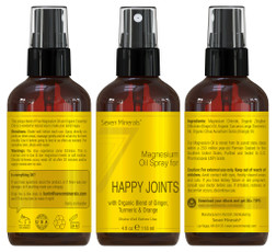Seven Minerals, Magnesium Oil Spray for Happy Joints, 4 fl oz, All Bottle Sides