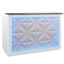 Deco Salon Furniture Reception Desk, 3D LED, 60" white with blue led