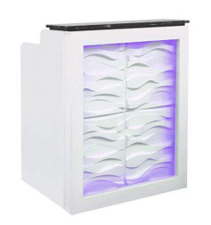Deco Salon Furniture Reception Desk, 3D LED, 36" White with purple light