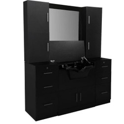 Deco Salon Furniture Wet Barber Station, BENTLEY, Double with optional cabinet and mirror Deco Salon Furniture Wet Barber Station, BENTLEY, Double with optional cabinet and mirror