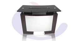 J&A Salon Reception Desk, Glass Top, walnut