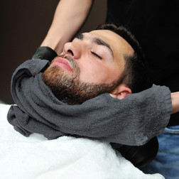 Bleach Resistant Cotton Terry Salon Towels, in a barber shop Bleach Resistant Cotton Terry Salon Towels, in a barber shop