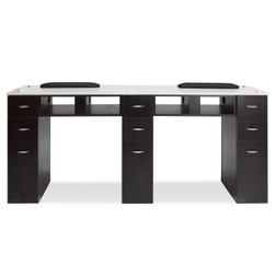 J&A Manicure Table, Double, Walnut 